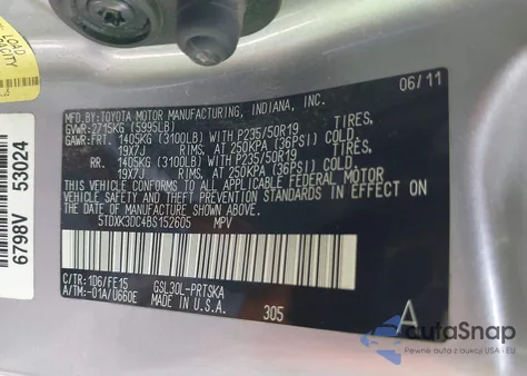 2011 Toyota Sienna Se from USA, damaged, VIN 5TDXK3DC4BS152605